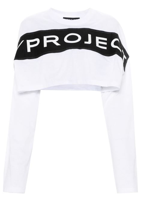 top crop scrunched donna bianco in cotone Y/PROJECT | 204TS013OPTIC WHITE